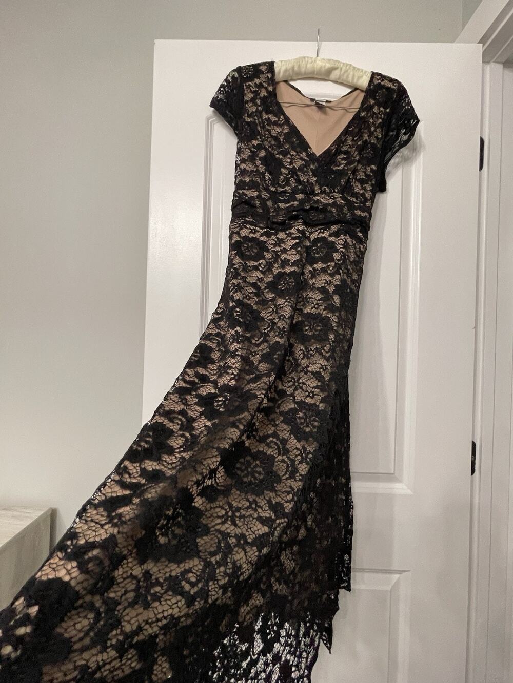 Y2k Studio 1940 Black Lace Dress 16 Whimsigoth Grunge Asymmetric Hanky Hem Midi